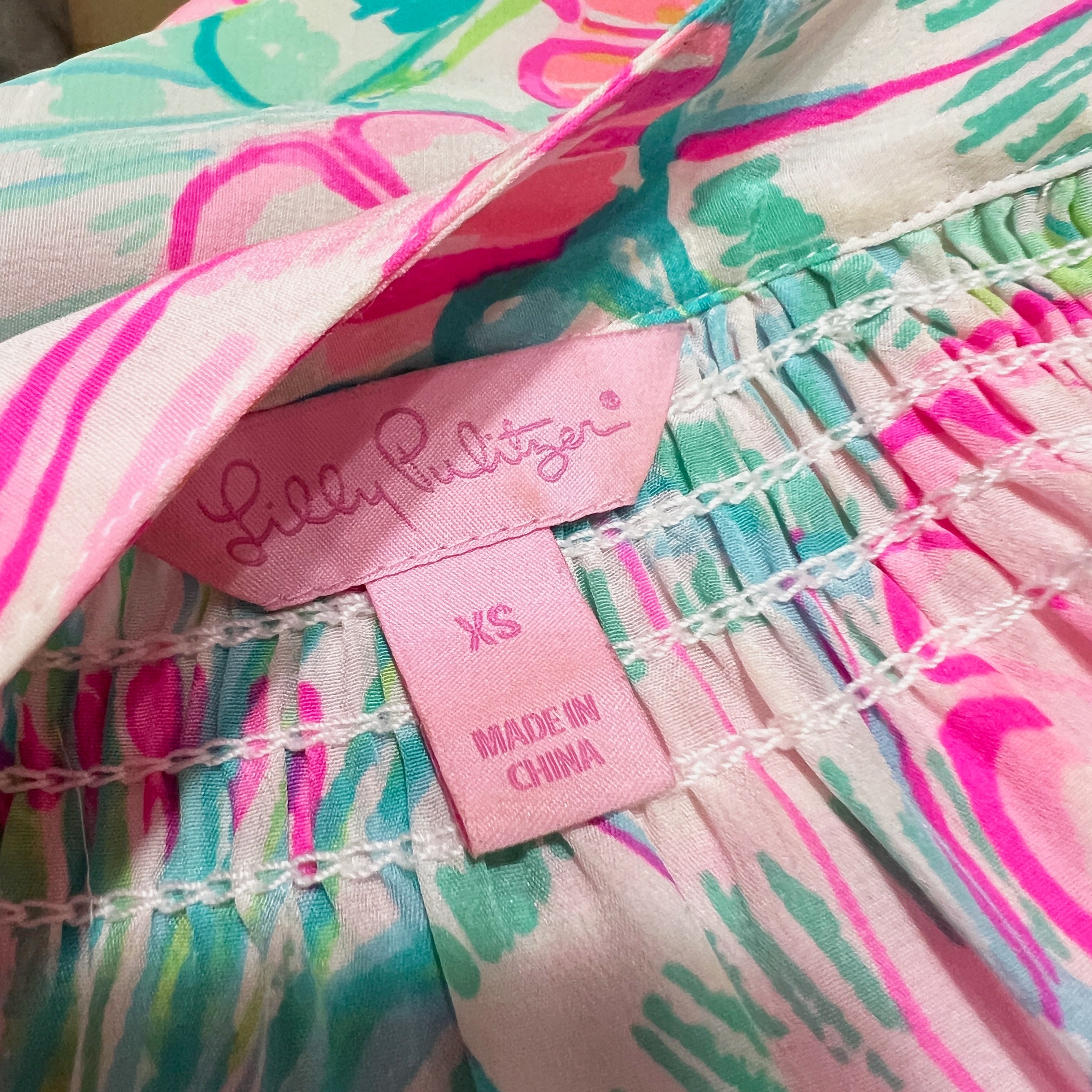 Lilly Pulitzer Women's Elsa Silk Chiffon Pullover Blouse Multi Oh Shello Print