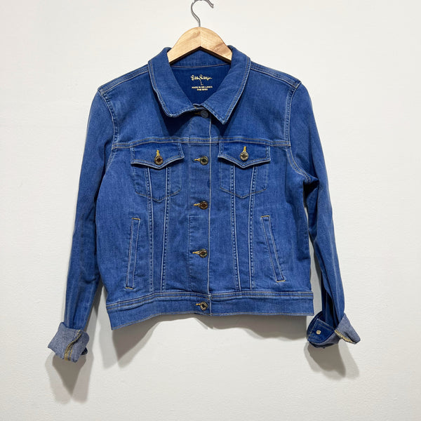 Lilly Pulitzer Seaspray Denim Collar Long Sleeve Button Down Caribbean Blue L