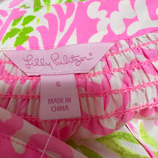 Lilly Pulitzer Women's Elsa Silk Chiffon Pullover Blouse Pink Sunset Home Slice