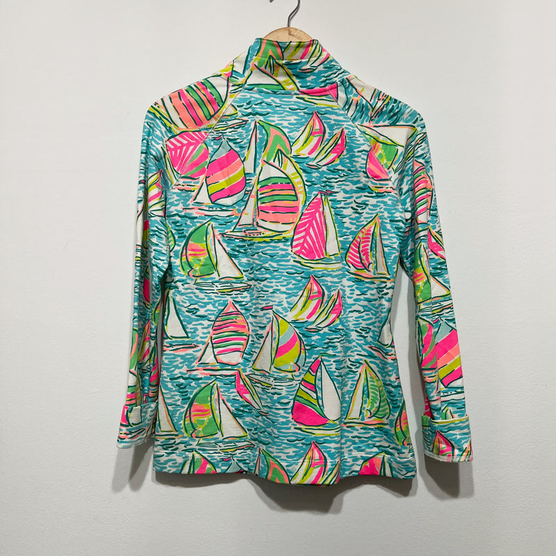Lilly Pulitzer Captain Popover Cotton Terry Lined You Gotta Regatta Sweater S