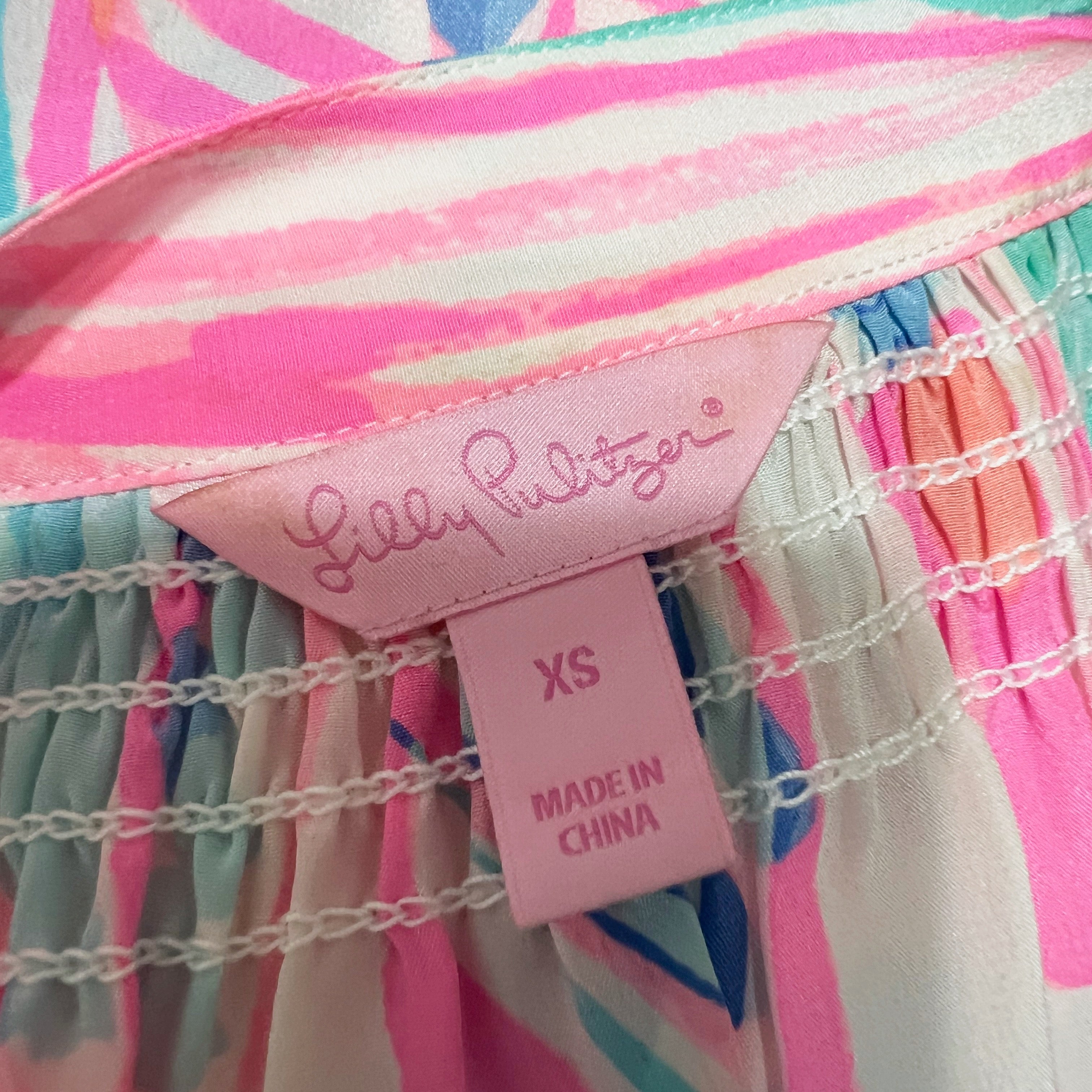 Lilly Pulitzer Women's Elsa Silk Chiffon Pullover Blouse Out To Sea Sailboat XS