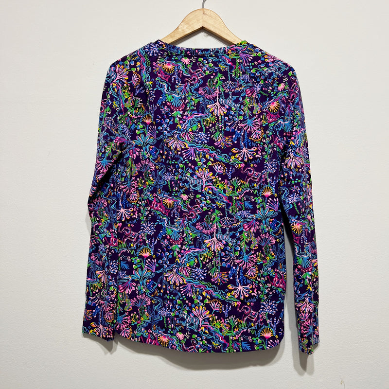 Lilly Pulitzer Blythe Pullover UPF 50+ Luxletic Crew Cotton Purple Colony Conga