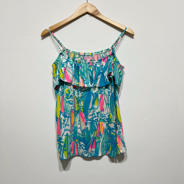 Lilly Pulitzer Tamiami Off The Shoulder Top Multi Beach And Bae Sailboat Print S