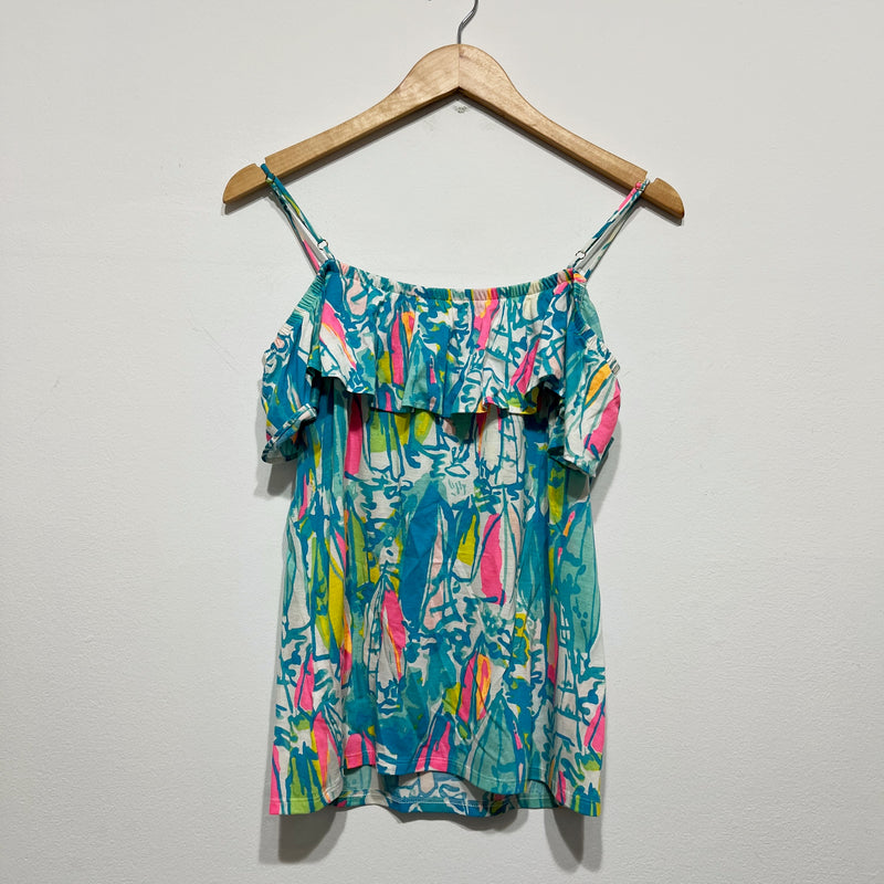 Lilly Pulitzer Tamiami Off The Shoulder Top Multi Beach And Bae Sailboat Print S