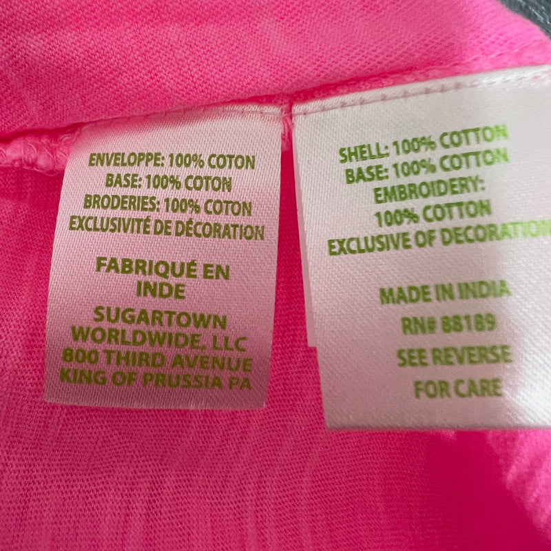 NEW Lilly Pulitzer Taylinn Eyelet Lace Tee Shirt Top In Pink Shandy Neon Small