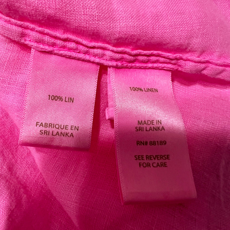 NEW Lilly Pulitzer Briette Ruffled Sleeve Linen Button-Front Shirt In Pink Isle