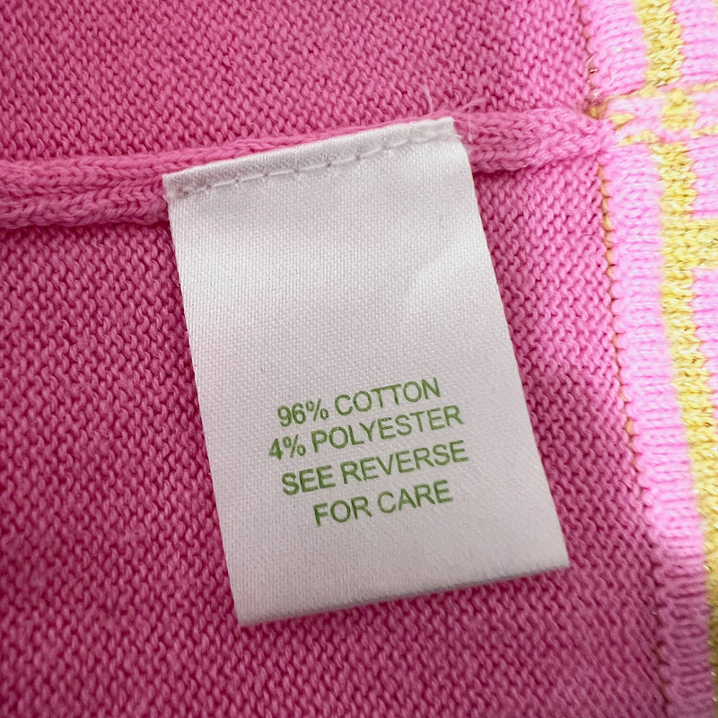 Lilly Pulitzer Keane Cardigan Cotton Knit Stretch Metallic Greek Key Sweater S