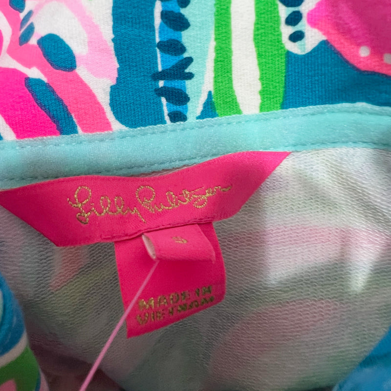 NEW Lilly Pulitzer UPF 50+ Skipper Popover Sweater Turquoise Oasis Golden Hour S