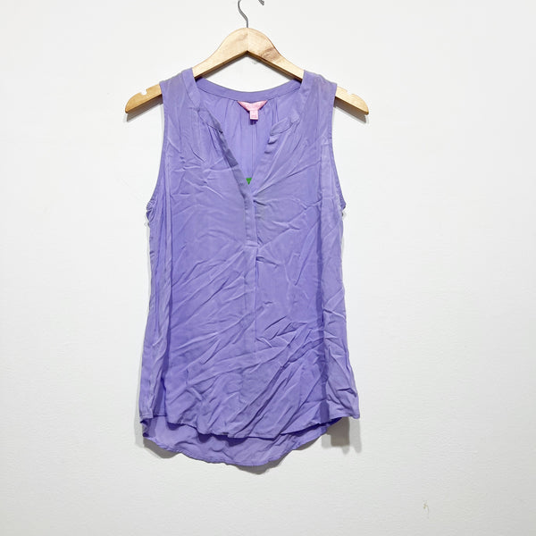 NEW Lilly Pulitzer Stacey Sleeveless V Neck Lightweight Blouse Lilac Verbena S