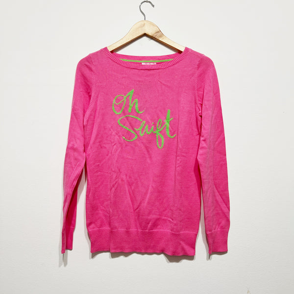 NEW Lilly Pulitzer Marielle Cotton Oh Shift Intarsia Graphic Print Crew Sweater