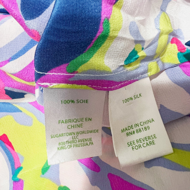 Lilly Pulitzer Bailey Silk Chiffon Sleeveless V Neck Blouse Shirt Havin A Blast
