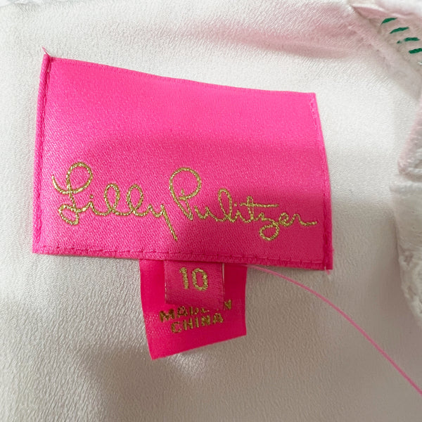 NEW Lilly Pulitzer Aliza Cotton Cut Out Polka Dot Lace Shift Dress Resort White