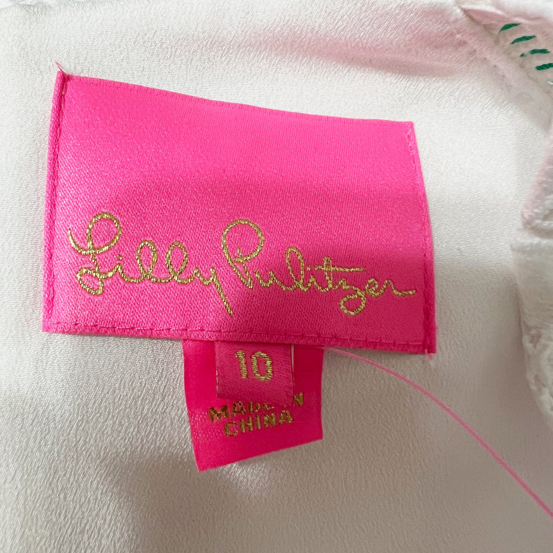 NEW Lilly Pulitzer Aliza Cotton Cut Out Polka Dot Lace Shift Dress Resort White