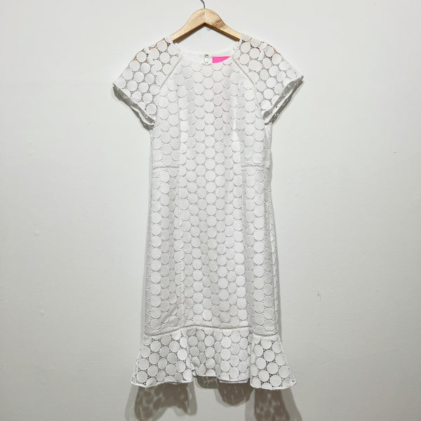 NEW Lilly Pulitzer Aliza Cotton Cut Out Polka Dot Lace Shift Dress Resort White