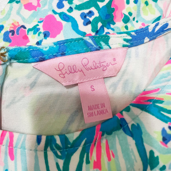 Lilly Pulitzer Donna Side Tie Tunic Crew Neck Sleeveless Top Serene Blue Gypsea