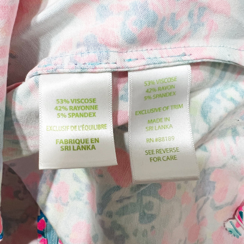 Lilly Pulitzer Donna Side Tie Tunic Crew Neck Sleeveless Top Serene Blue Gypsea