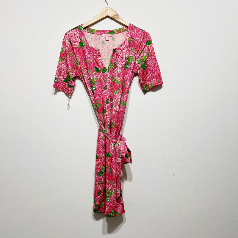 Lilly Pulitzer Silk Jersey Knit Stretch Pink May Flowers Floral Print Dress 6