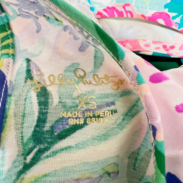 Lilly Pulitzer Billie High Neck Ruffle Dress Saltwater Blue Suns Out Funs Out XS