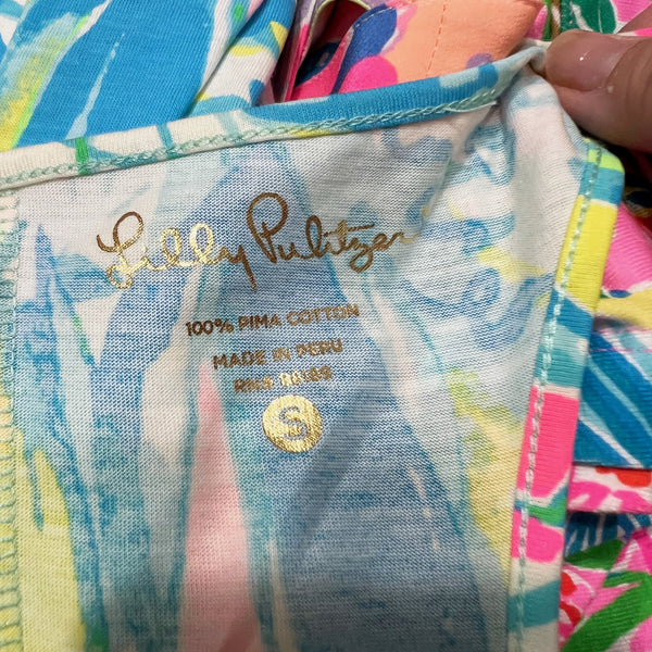 Lilly Pulitzer Kerri Cotton V Neck Sleeveless Beach And Bae Sailboat Print Dress