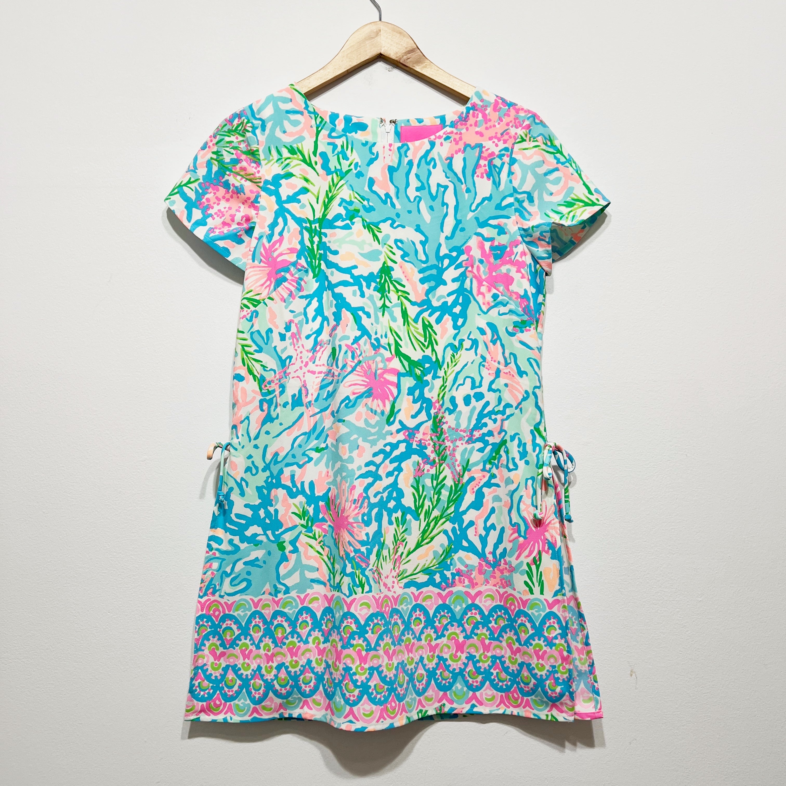 NEW Lilly Pulitzer Blanca Stretch Romper Mini Dress Coral Bay Engineered Print 8