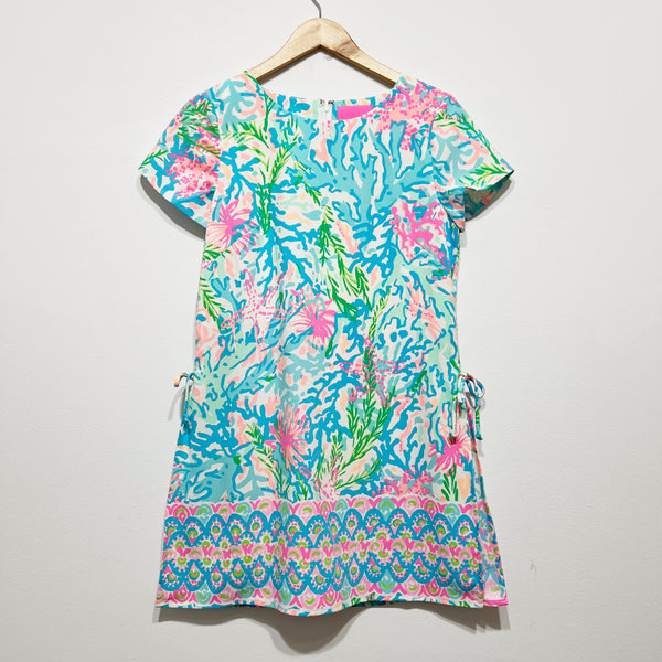 NEW Lilly Pulitzer Blanca Stretch Romper Mini Dress Coral Bay Engineered Print 8