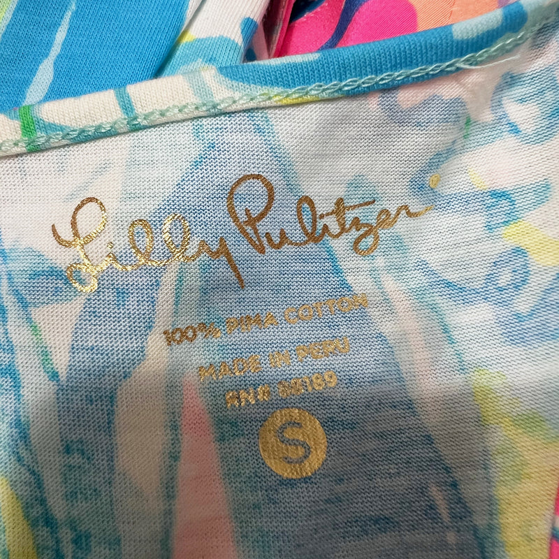 Lilly Pulitzer Kerri Cotton V Neck Sleeveless Beach And Bae Sailboat Print Dress