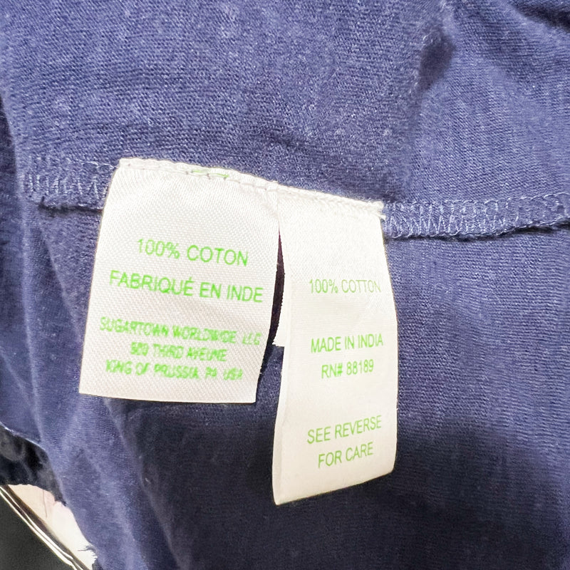 Lilly Pulitzer Linzy Cotton Stretch VNeck Tassel Fringe Tee Shirt True Navy Blue