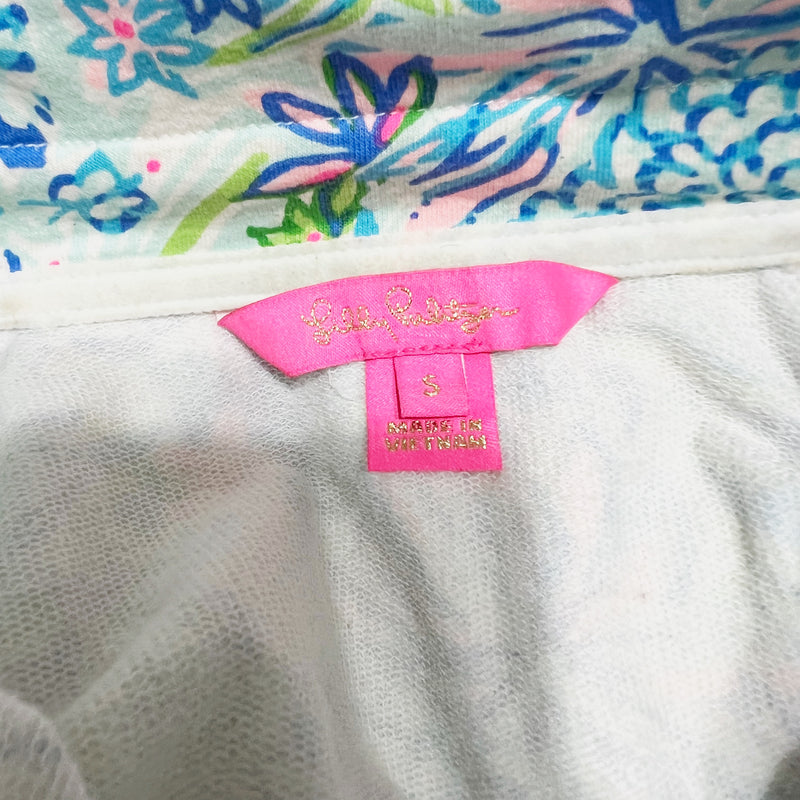 Lilly Pulitzer Skipper Popover UPF 50+ Coastal Blue Lion Around Print Sweater S