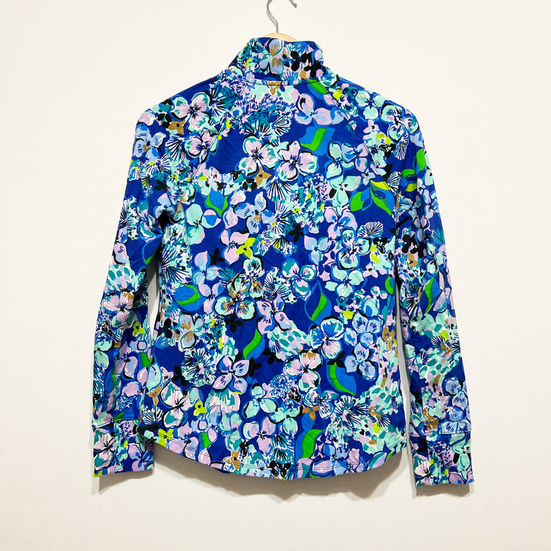 Lilly Pulitzer Skipper Popover UPF 50+ Blue Grotto Twilight Tropics Sweater XS