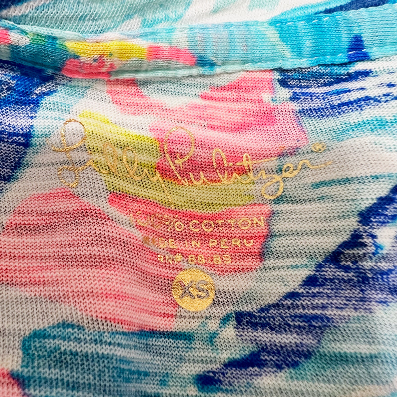 Lilly Pulitzer Jennifer Long Sleeve Tee Shirt Sparkling Blue Hey Bay Bay Print