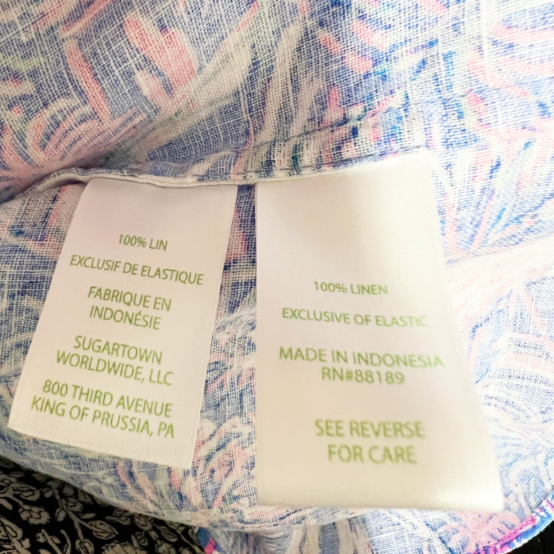 Lilly Pulitzer Keating Boca Blue Its A Sailabration Linen Blouse Shirt Top 4