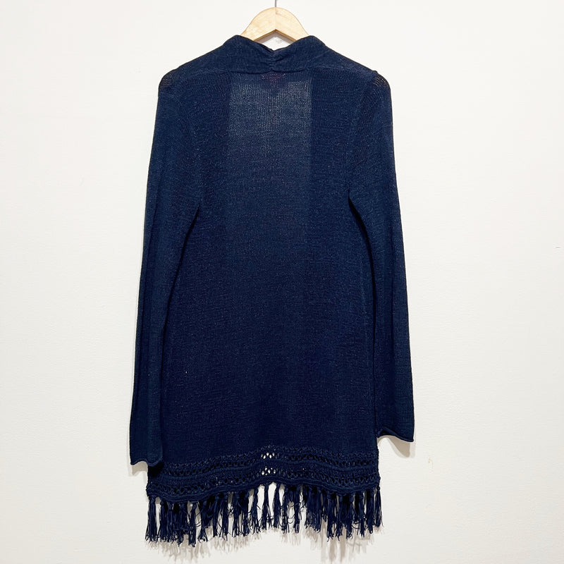 Lilly Pulitzer Tatum Knit Stretch Open Front Cardigan Sweater True Navy Blue S