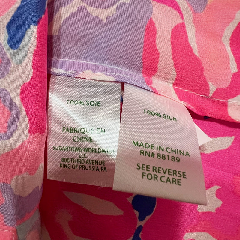 Lilly Pulitzer Bailey Silk Chiffon Sleeveless V Neck Blouse Shirt Playa Hermosa