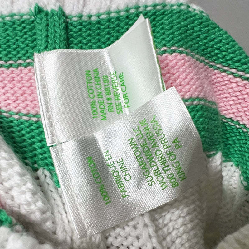 NEW Lilly Pulitzer Brockton Cotton Cable Knit V Neck Sweater Resort White Pink M