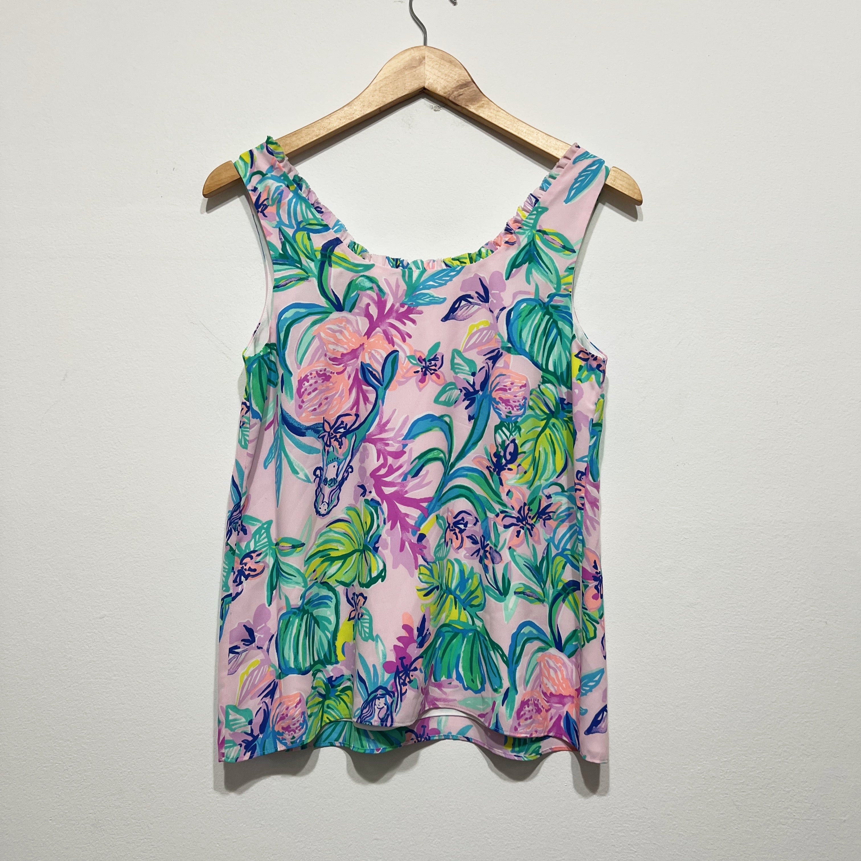 NEW Lilly Pulitzer Carlene Chiffon Amethyst Tint Mermaid In The Shade Tank Top