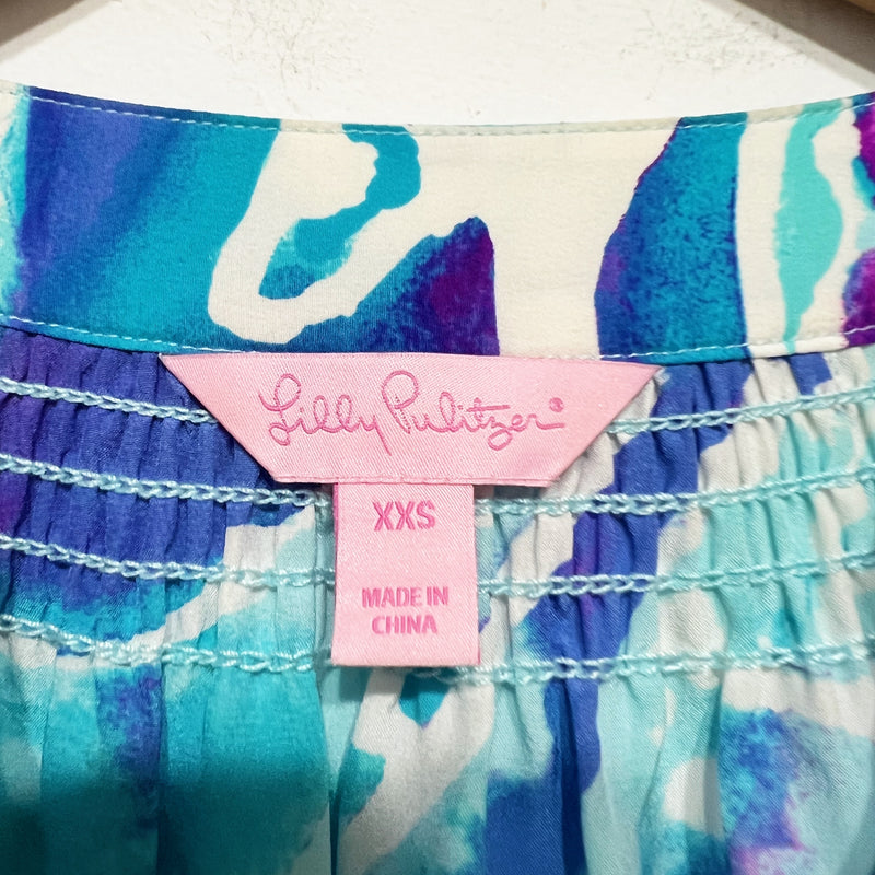 Lilly Pulitzer Women's Elsa Silk Chiffon Pullover Blouse Opal Swell Acquainted