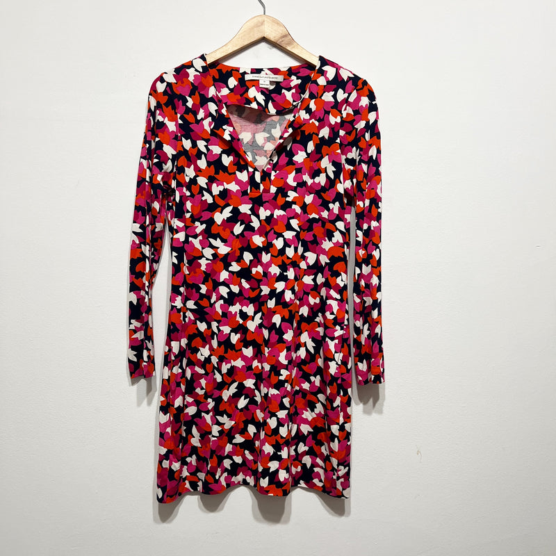 Diane Von Furstenberg Reina Cotton Silk Jersey Knit Stretch Long Sleeve Dress 10