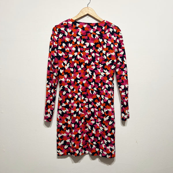 Diane Von Furstenberg Reina Cotton Silk Jersey Knit Stretch Long Sleeve Dress 10