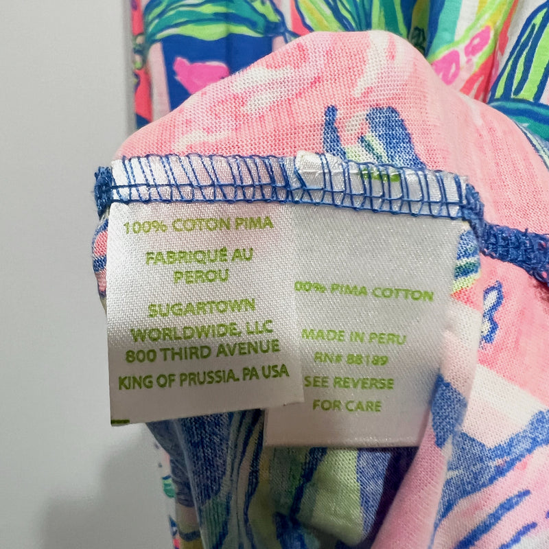 Lilly Pulitzer Karri Cotton Sleeveless V Neck Maxi Long Dress Easy Tiger Print S