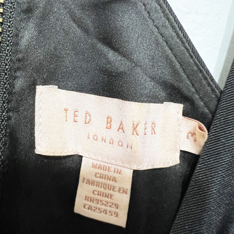 Ted Baker Illusia Ponte Floral Flower Botanical Print Pattern Fit Flare Dress M