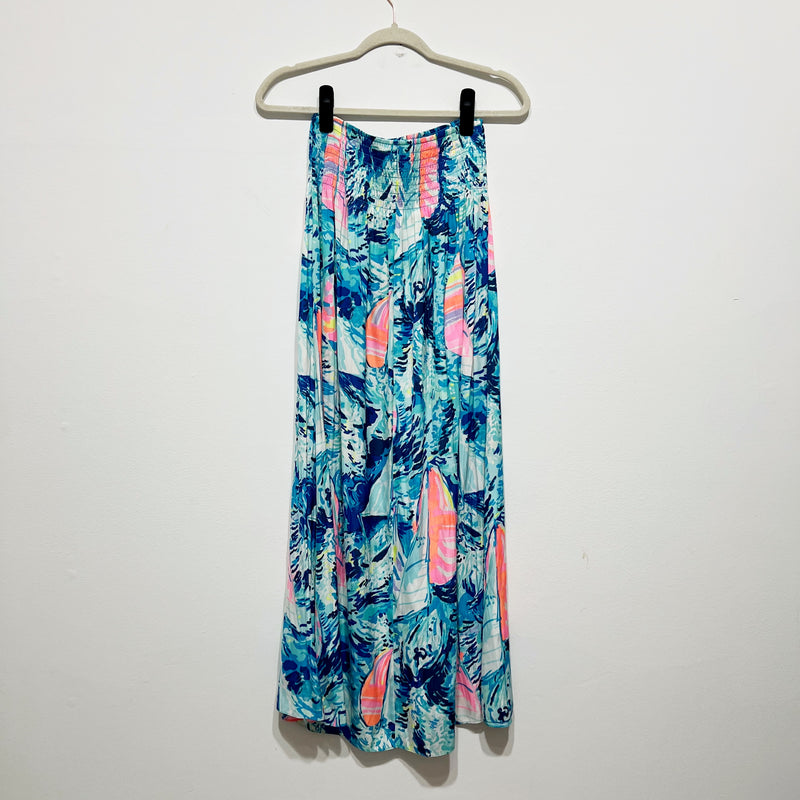 Lilly Pulitzer Bohdi Hey Bay Bay Sailboat Pattern Straight Pull On Midi Skirt XS