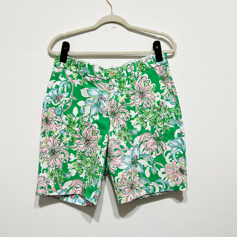 NEW Lilly Pulitzer Natia Mid Rise Knit Stretch Shorts Spearmint Blossom Views 10