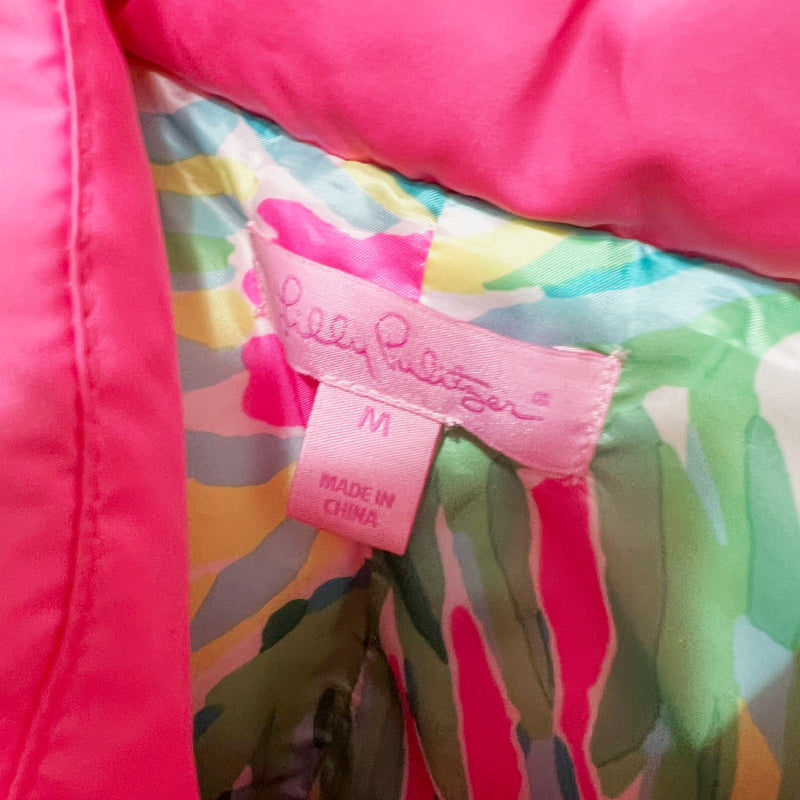 Lilly Pulitzer Isabelle Down Feather Quilted Puffer Jacket Flamingo Pink Medium