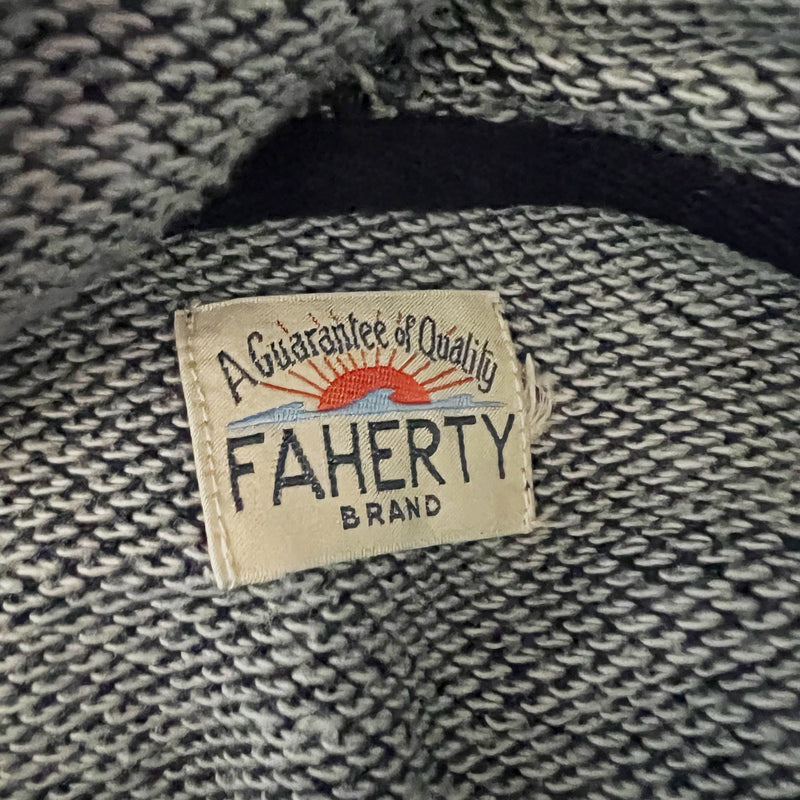 Faherty Cotton Natural Indigo Dyed Knit Full Zip Up Hoodie Jacket Sweater Blue