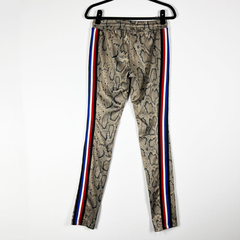 Pam & Gela Snake Python Animal Print Pattern Ankle Crop Zip Trouser Active Pants