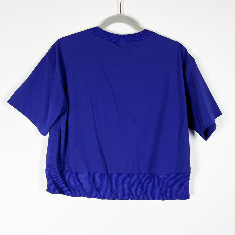 Athleta Women's Zephyr Crew Neck Short Sleeve Cropped Tee Shirt Poseidon Blue XS