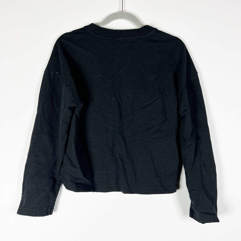 Paige Manon Crewneck Pullover Sweatshirt Cotton Buckle Sleeve Detail Black XS