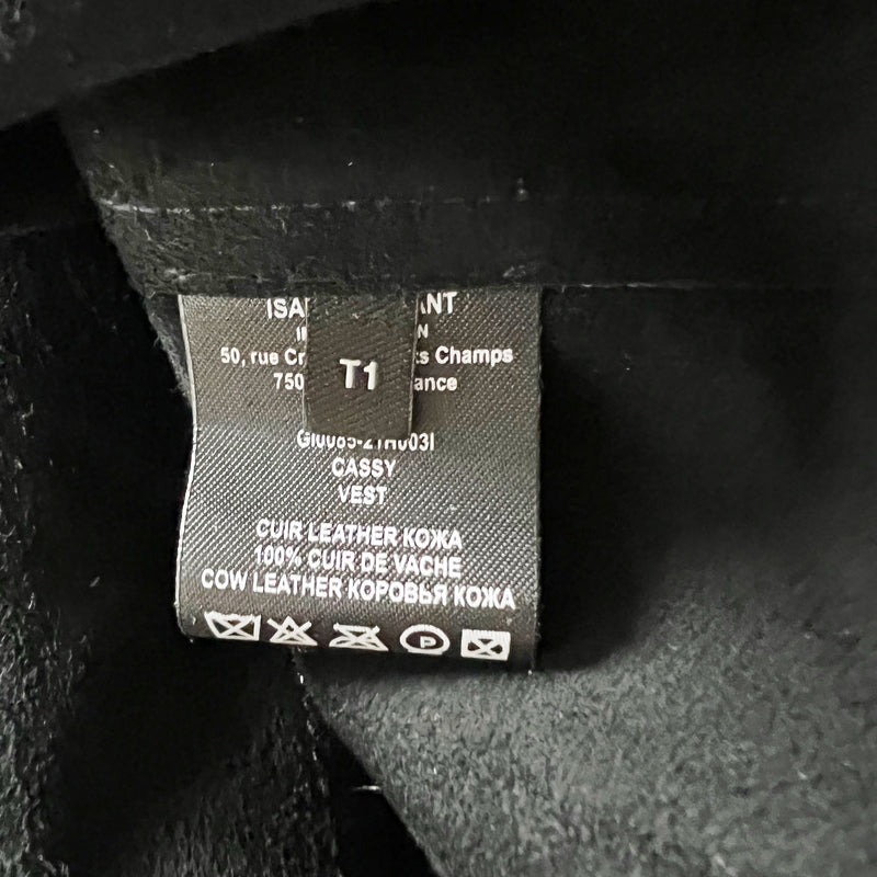NEW Isabel Marant Cassy Genuine Suede Leather Sleeveless Asymmetrical Vest Black