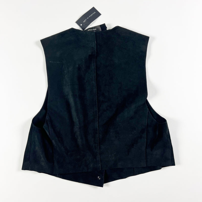 NEW Isabel Marant Cassy Genuine Suede Leather Sleeveless Asymmetrical Vest Black