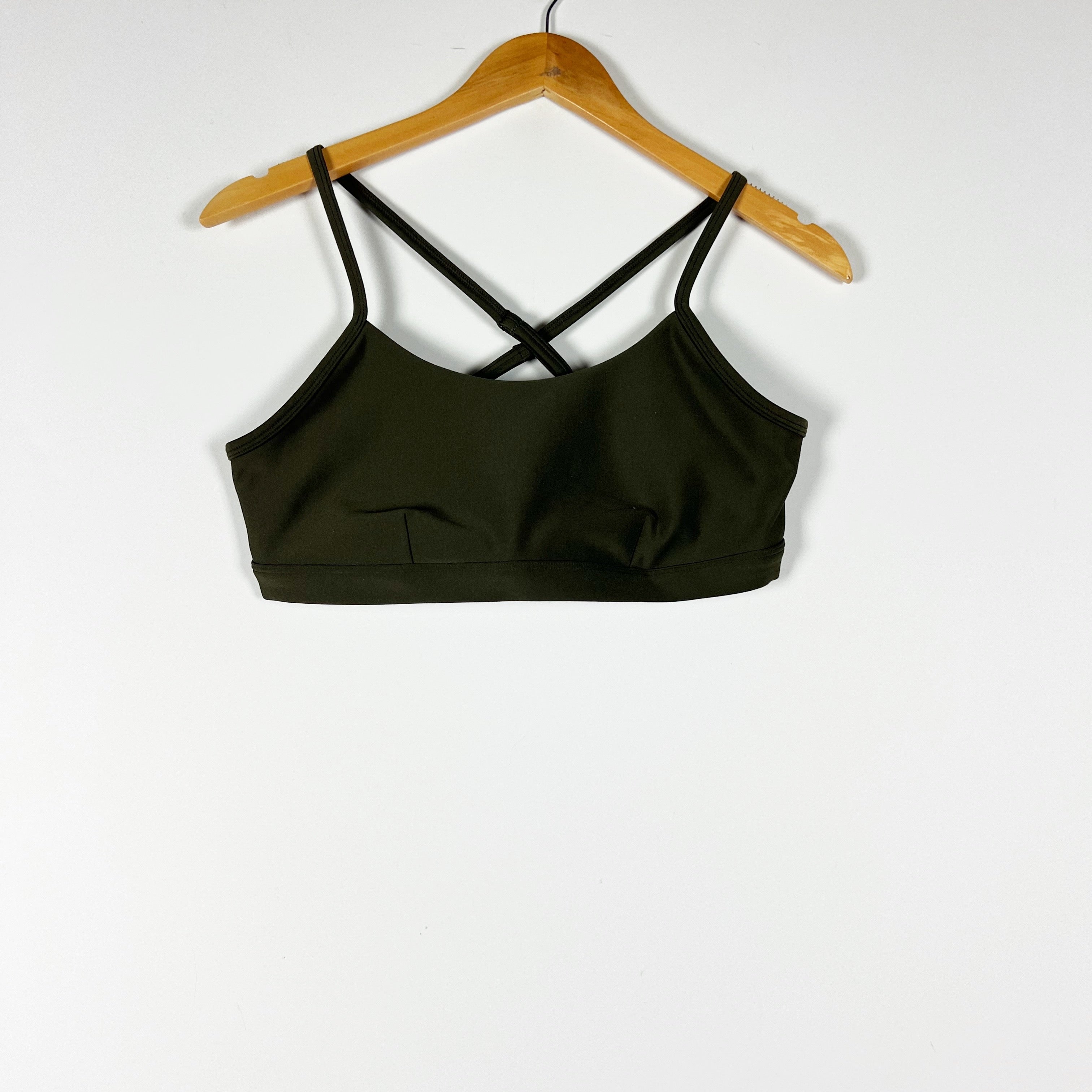 Alo Yoga Women's Airlift Intrigue Athletic Work Out Sports Bra Olive Green Large